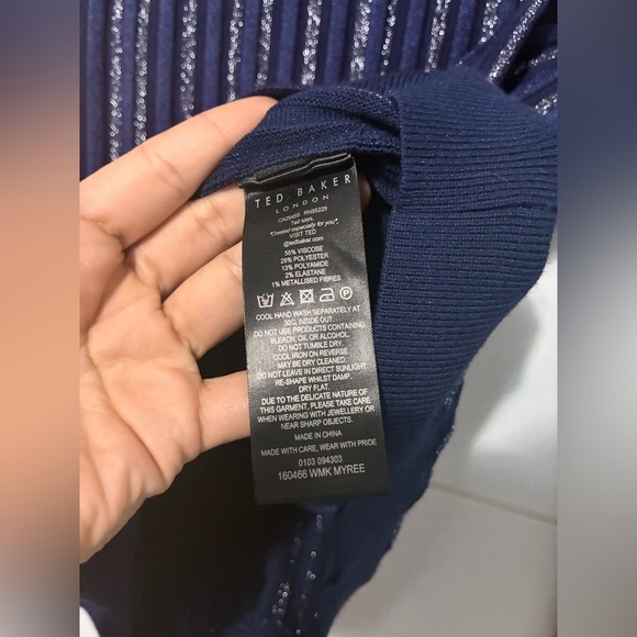 Ted Baker Women's Myree Pullover Metallic Striped Jumper Sweater Size 12 - Picture 5 of 7